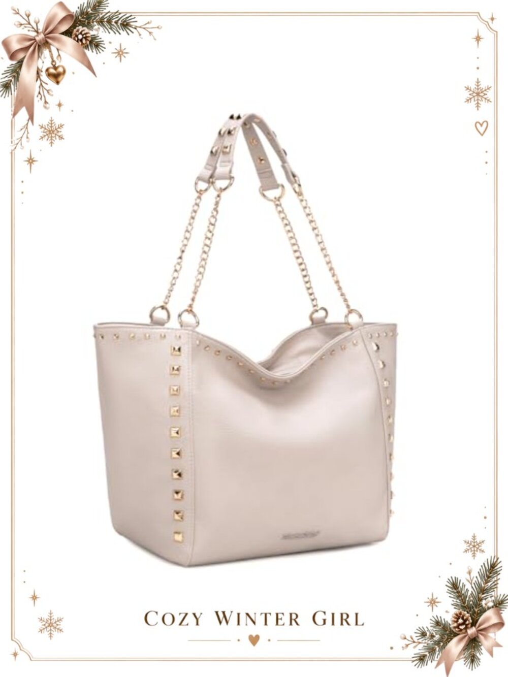 Extra Large Vegan Leather Hobo Tote Bag with Chain Handle